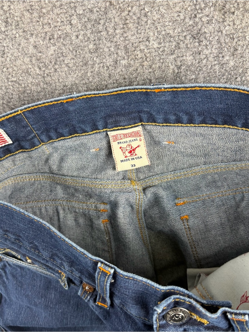 True Religion Ricky Jeans Mens 36x33 Dark Wash Blue Horseshoe Vintage Straight - Picture 9 of 10